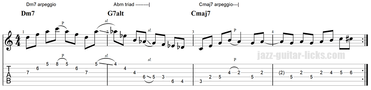 Altered 2 5 1 jazz guitar lick