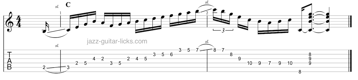 C major scale guitar lick