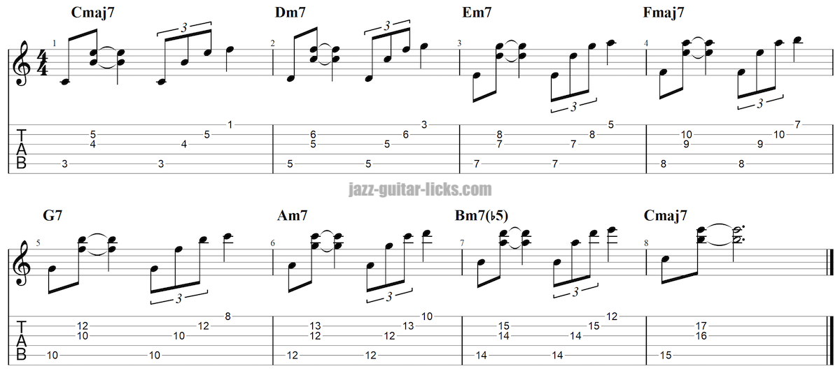 Major scale 3 note with 11th bass on 5th string