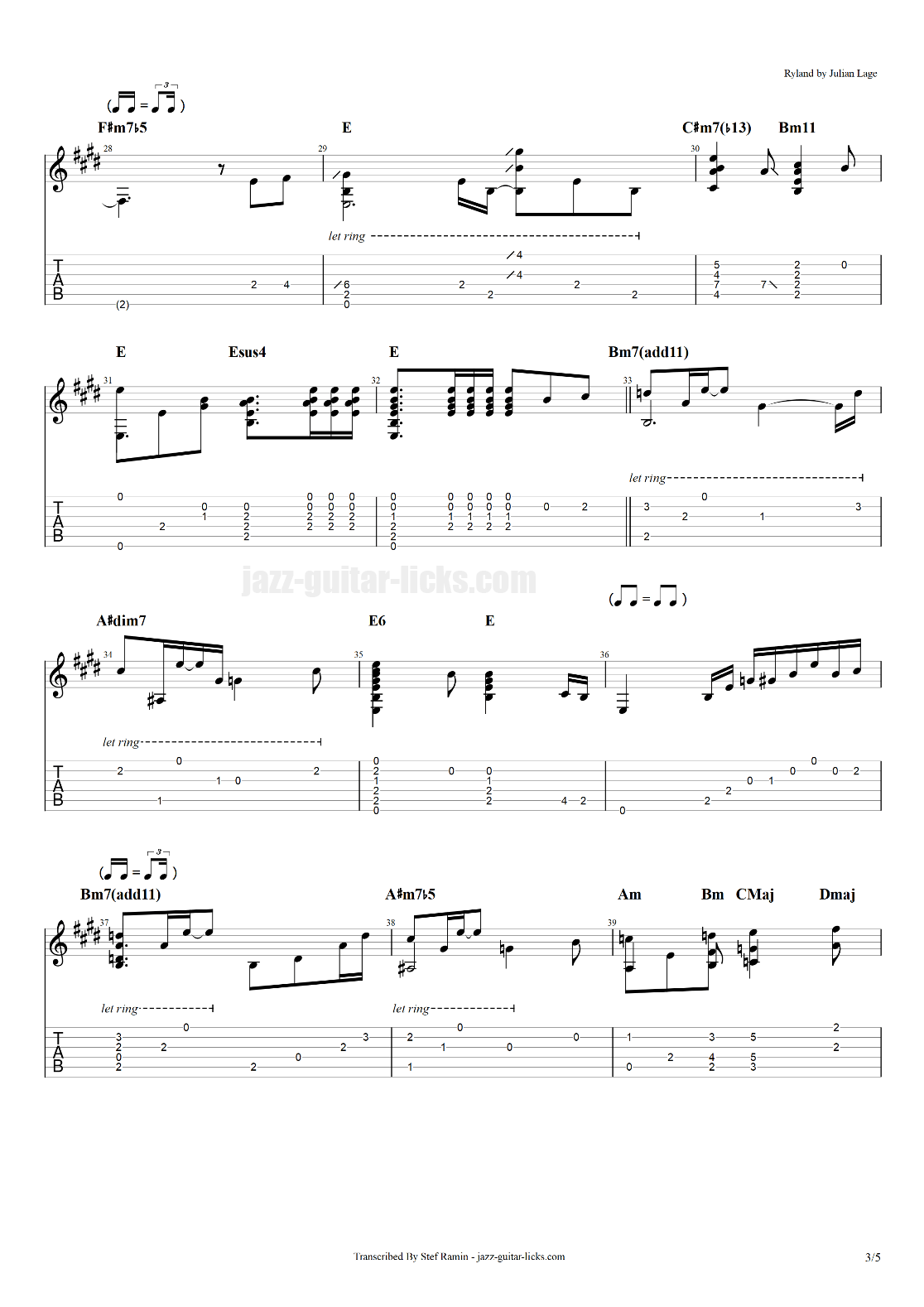 Ryland By Julian Lage Guitar Transcription With Tab Pdf