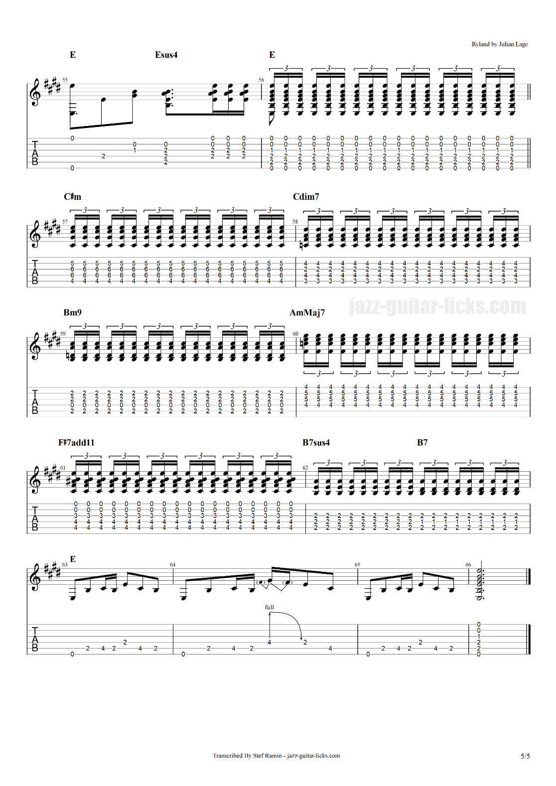 Ryland By Julian Lage Guitar Transcription With Tab Pdf